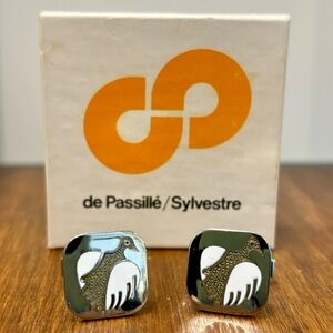de Passillé/Sylvestre Silver Tone Duck Cufflinks